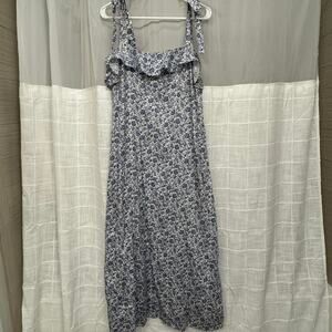 Blue Paisley Floral Maxi Dress Boho Summer Sundress Flowy Long Dress Women’s